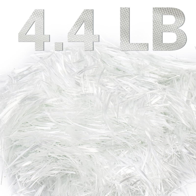 ZENFUN 4.4 Lb Fiberglass for Concrete Cement, 3/4"(19mm) Length Fiberglass Chop Strands for Mortar Concrete Reinforcement, Fiber Additive White Fiber Glass for Building Walls Garden Floor - Image 1